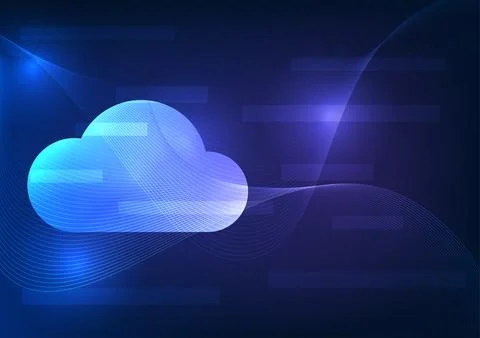 Cloud technology composed of wave lines and geometric shapes Refers to coll.. 스톡 일러스트