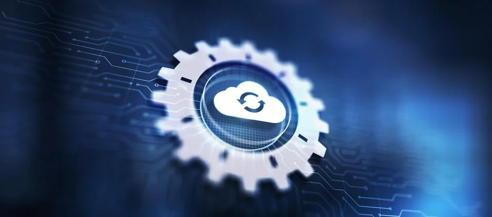 Cloud technology computing and data storage concept on virtual screen. Stock Illustration