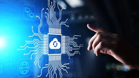 Cloud technology computing and data storage concept on virtual screen. 스톡 사진