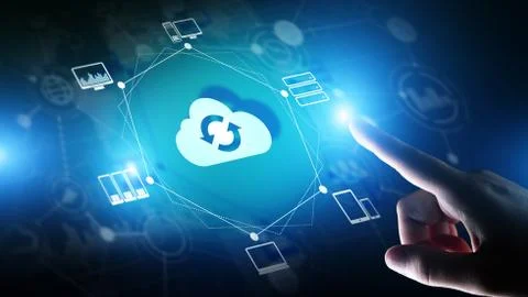 Cloud technology Computing and data storage. Internet and networking concept on 写真素材