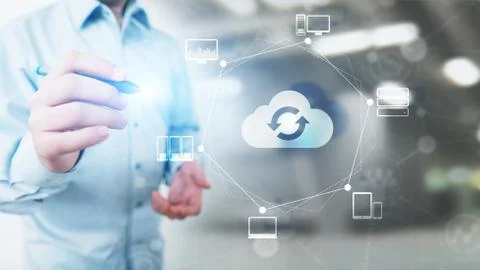 Cloud technology Computing and data storage. Internet and networking concept on 스톡 사진