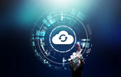 Cloud technology computing and data storage concept on virtual screen. Stock Photos