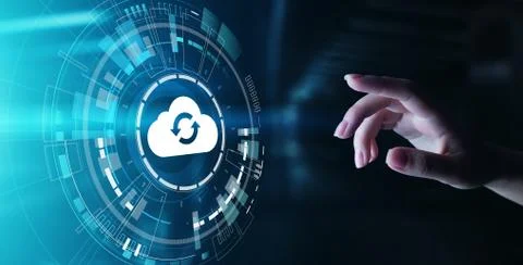 Cloud technology computing and data storage concept on virtual screen. Foto stock