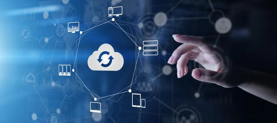 Cloud technology Computing and data storage. Internet and networking concept on Stock Photos