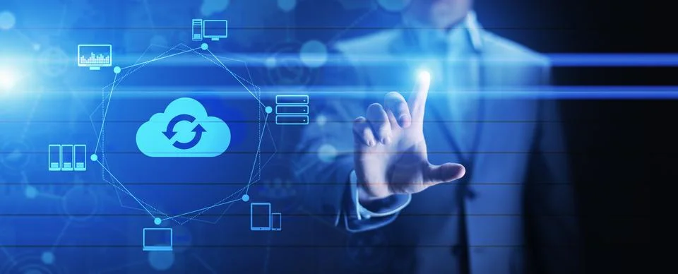 Cloud technology Computing and data storage. Internet and networking concept on 스톡 사진