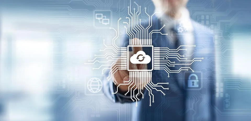 Cloud technology computing and data storage concept on virtual screen Foto stock