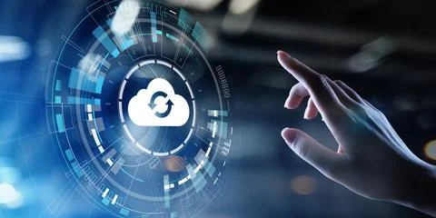 Cloud technology computing and data storage concept on virtual screen Stock Photos