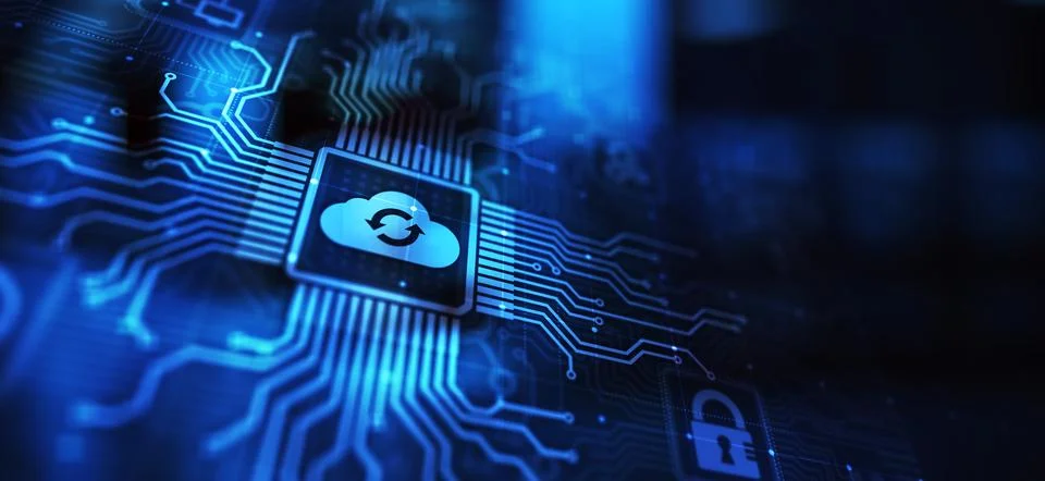 Cloud technology computing and data storage concept on virtual screen. 스톡 사진