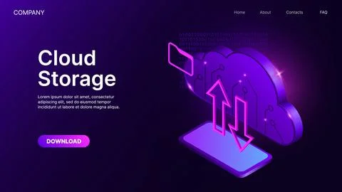 Cloud technology computing concept. Data Safety technologies. Isometric Stock Illustration