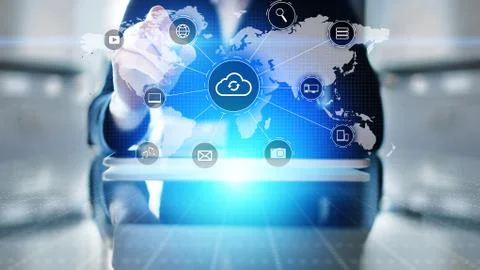 Cloud technology computing, internet and networking concept on virtual screen. Foto stock