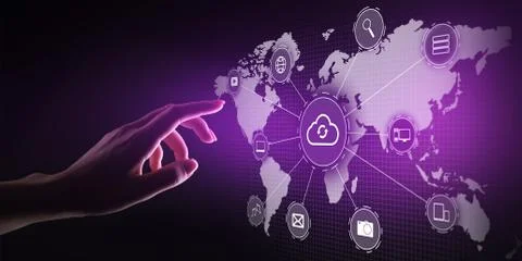 Cloud technology computing, internet and networking concept on virtual screen. Stock Photos