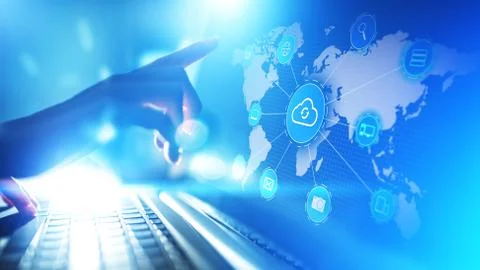 Cloud technology computing, internet and networking concept on virtual screen. Foto stock