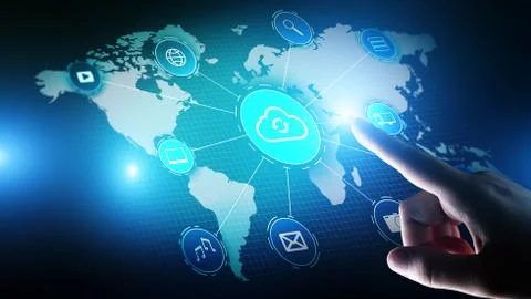 Cloud technology computing, internet and networking concept on virtual screen. 스톡 사진