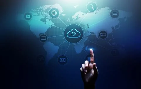 Cloud technology computing, internet and networking concept on virtual screen. Foto stock