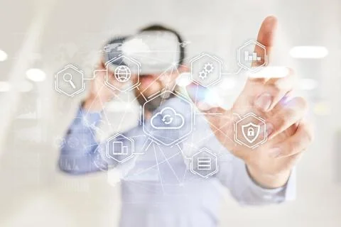 Cloud technology, computing, networking concept. Remote data storage and Stock Photos