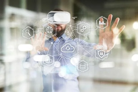 Cloud technology, computing, networking concept. Remote data storage and Foto stock