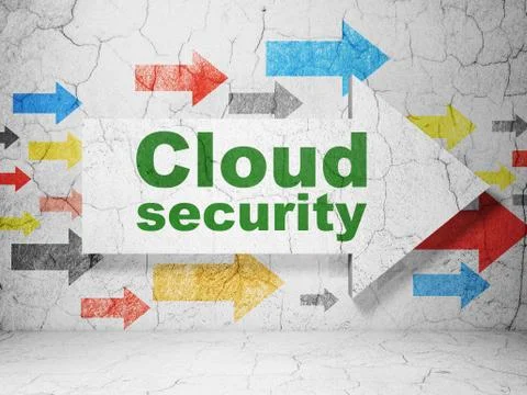 Cloud technology concept: arrow with Cloud Security on grunge wall background Illustrazione stock