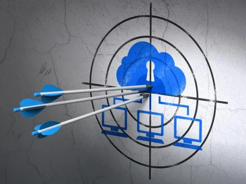 Cloud technology concept: arrows in Cloud Network target Stock Illustration