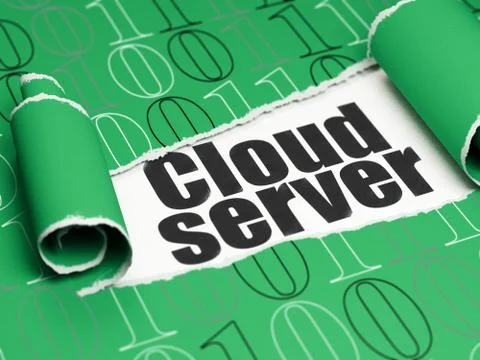 Cloud technology concept: black text Cloud Server under the piece of  torn paper イラスト素材