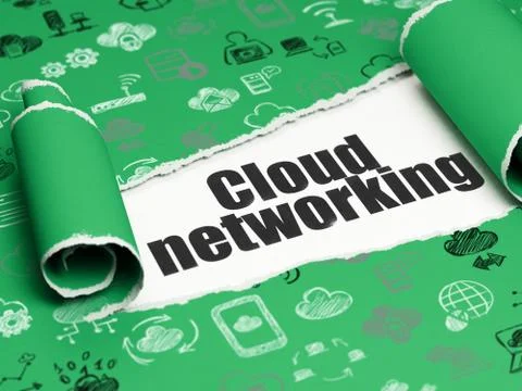 Cloud technology concept: black text Cloud Networking under the piece of  torn イラスト素材
