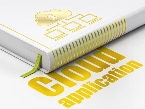 Cloud technology concept: book with Cloud Network Stock Illustration