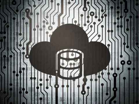 Cloud technology concept: circuit board with Database With Cloud 스톡 일러스트