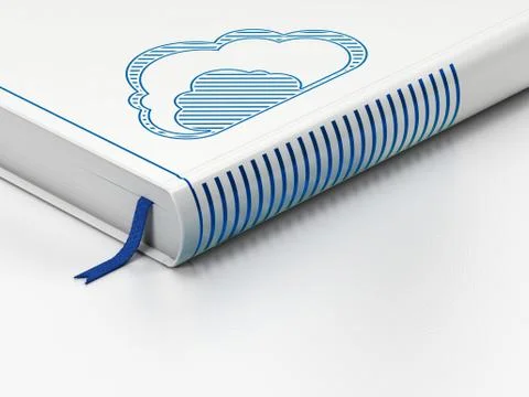 Cloud technology concept: closed book, Cloud on white background イラスト素材