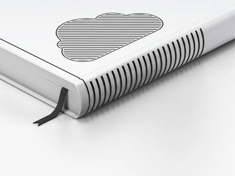 Cloud technology concept: closed book, Cloud on white background Illustrazione stock