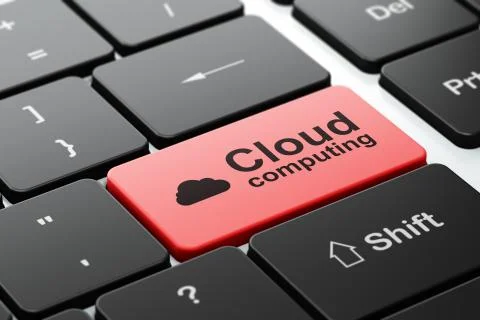 Cloud technology concept: Cloud and Cloud Computing on computer keyboard 스톡 일러스트