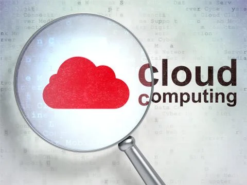 Cloud technology concept: Cloud and Cloud Computing with optical glass 스톡 일러스트
