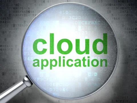 Cloud technology concept: Cloud Application with optical glass Stock Illustration