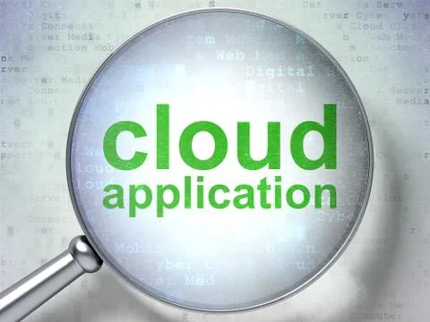 Cloud technology concept: Cloud Application with optical glass Stock Illustration