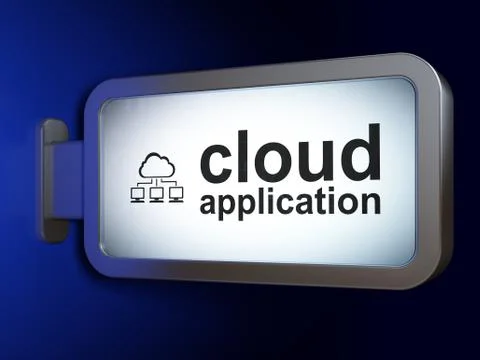 Cloud technology concept: Cloud Application and Cloud Network on billboard Stock Illustration