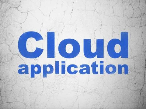 Cloud technology concept: Cloud Application on wall background Stock Illustration