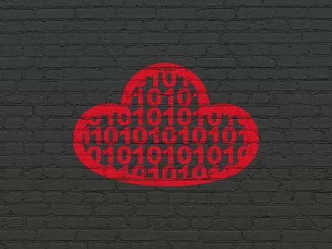 Cloud technology concept: Cloud With Code on wall background イラスト素材