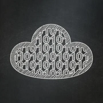 Cloud technology concept: Cloud With Code on chalkboard background Stockillustratie