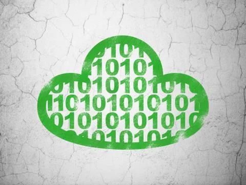Cloud technology concept: Cloud With Code on wall background イラスト素材