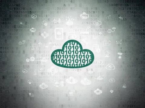 Cloud technology concept: Cloud With Code on Digital Data Paper background 스톡 일러스트