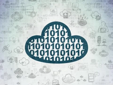 Cloud technology concept: Cloud With Code on Digital Data Paper background Stock Illustration