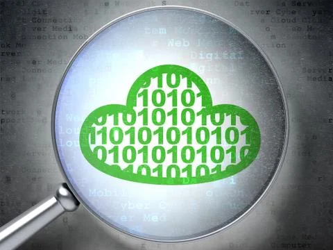 Cloud technology concept: Cloud With Code with optical glass on digital Stock Illustration