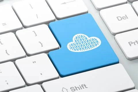 Cloud technology concept: Cloud With Code on computer keyboard background Stock Illustration