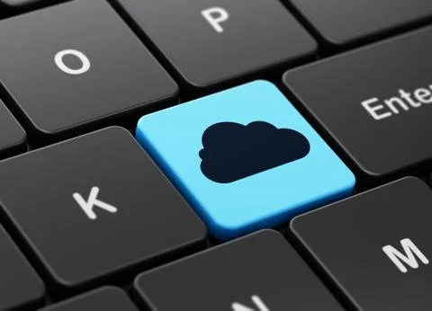 Cloud technology concept: Cloud on computer keyboard background Stock Illustration