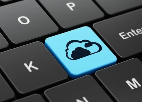 Cloud technology concept: Cloud on computer keyboard background Stock Illustration