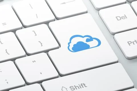 Cloud technology concept: Cloud on computer keyboard background Illustrazione stock