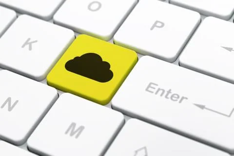 Cloud technology concept: Cloud on computer keyboard background Illustrazione stock