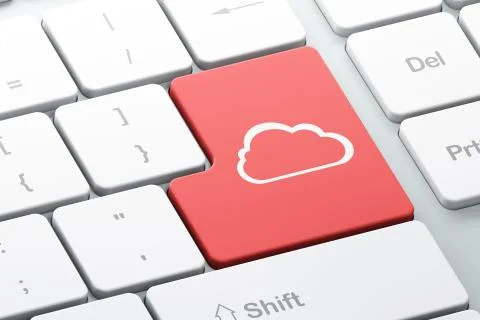 Cloud technology concept: Cloud on computer keyboard background Stock Illustration