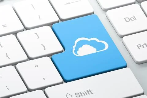 Cloud technology concept: Cloud on computer keyboard background Stock Illustration