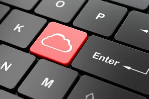 Cloud technology concept: Cloud on computer keyboard background Stock Illustration