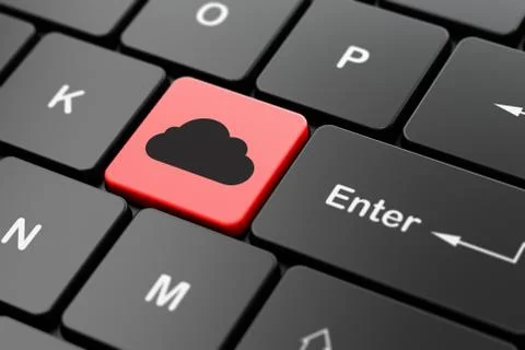 Cloud technology concept: Cloud on computer keyboard background Stock Illustration