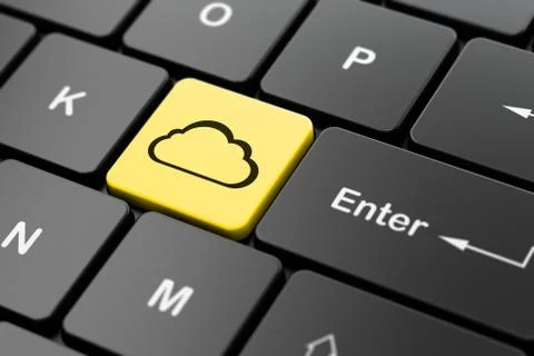 Cloud technology concept: Cloud on computer keyboard background 스톡 일러스트
